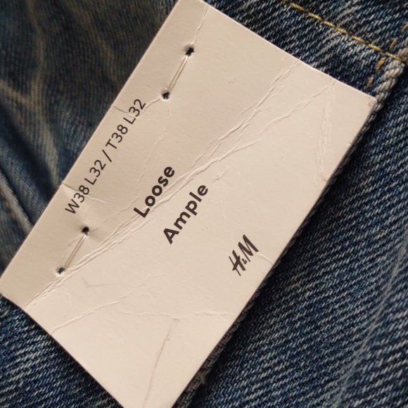 NWT H&M Ample Loose 38/32 Men's Blue Jeans - Picture 5 of 14